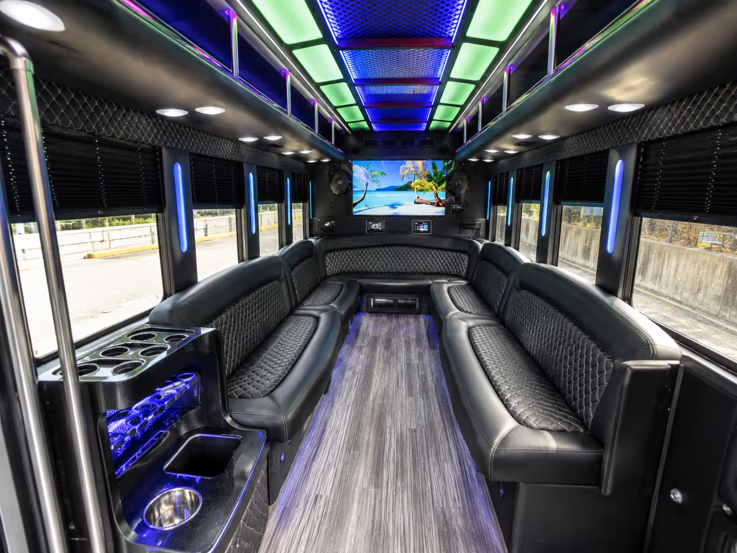 walnut creek 18 passenger party bus inside