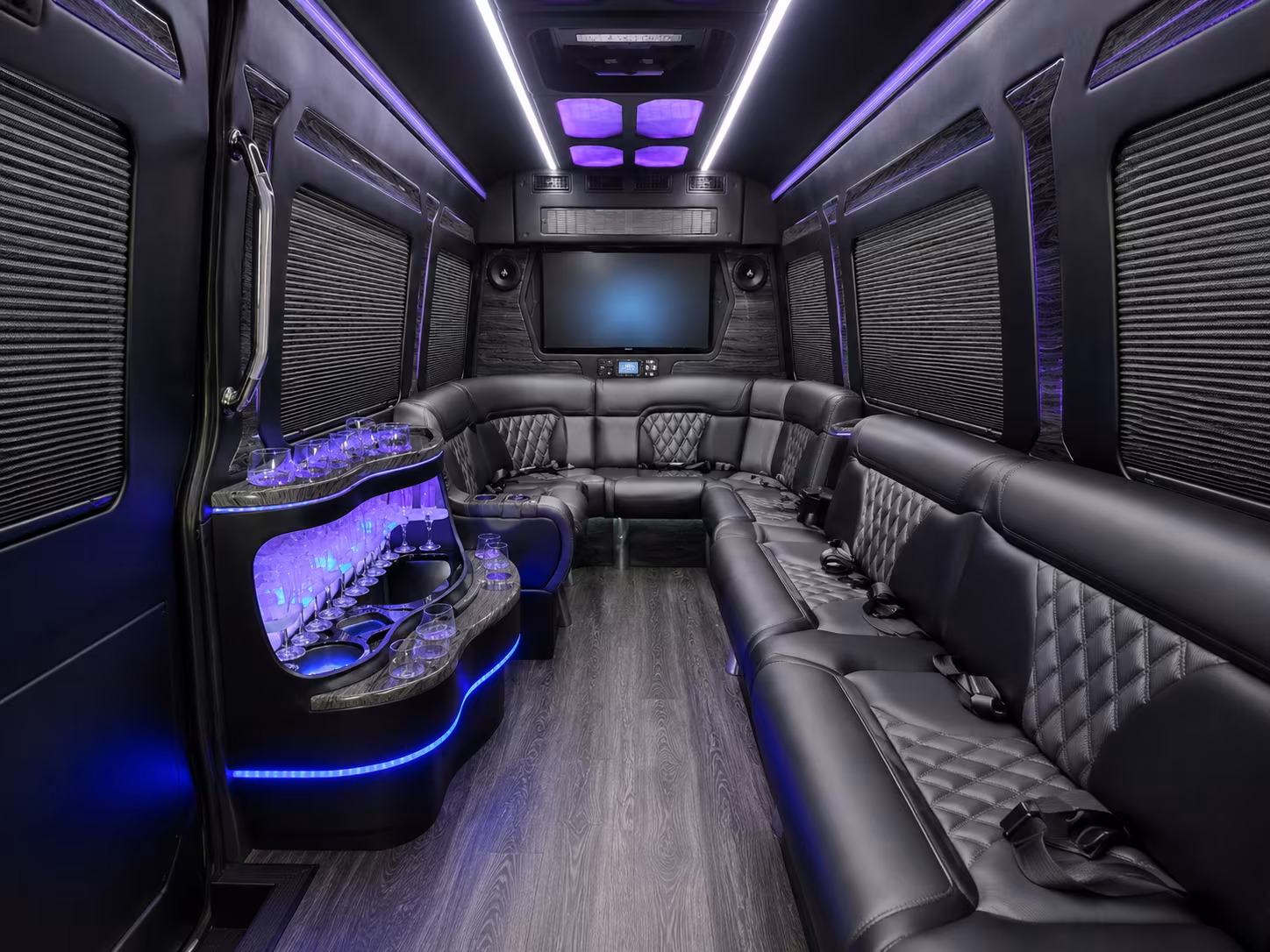 walnut creek 28 passenger party bus interior